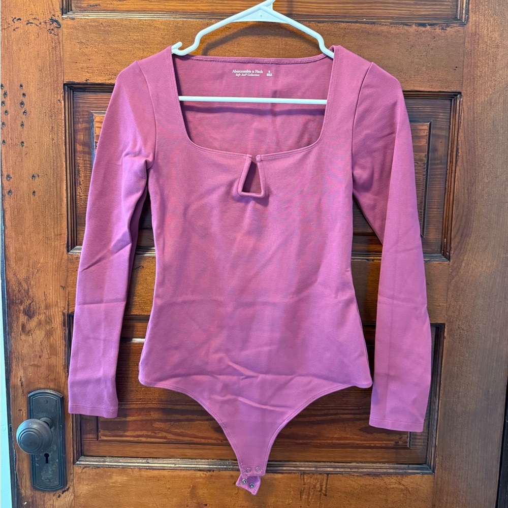 Abercrombie & Fitch Pink Long-Sleeve Bodysuit